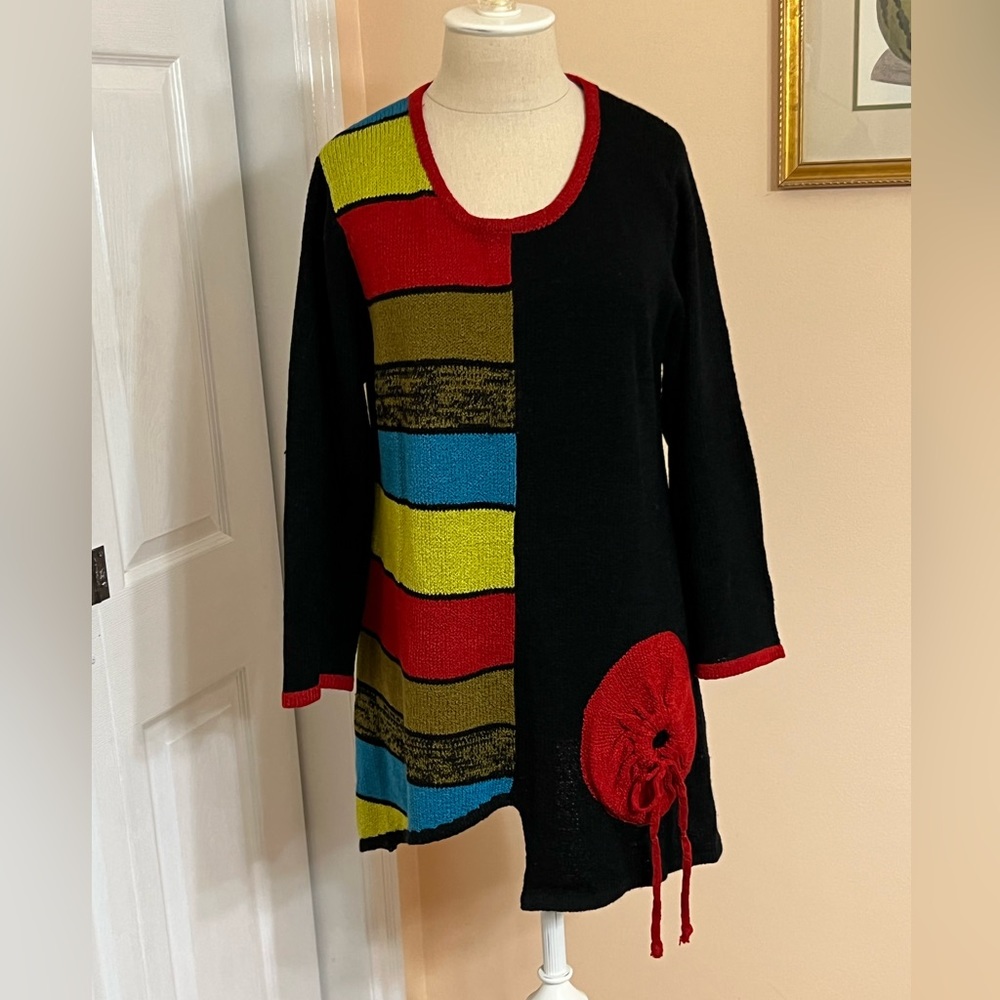 Kaktus Color Block Knit Pullover Sweater Sz L